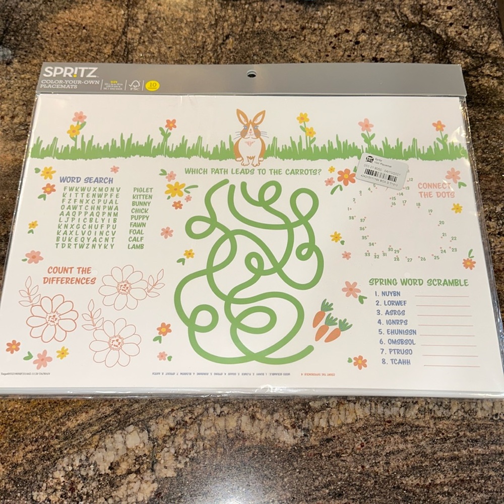 Spritz Color Your Own Placemats NWT 10 count‎ x 2 packs